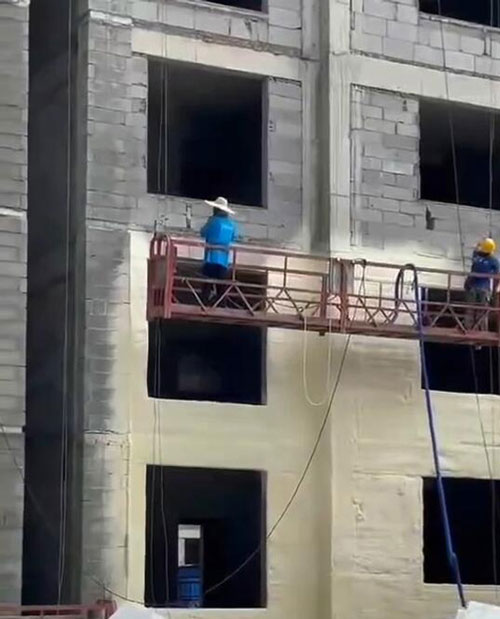 樓房外墻保溫層聚氨酯噴涂設備(圖3) 樓房外墻保溫層聚氨酯噴涂案例